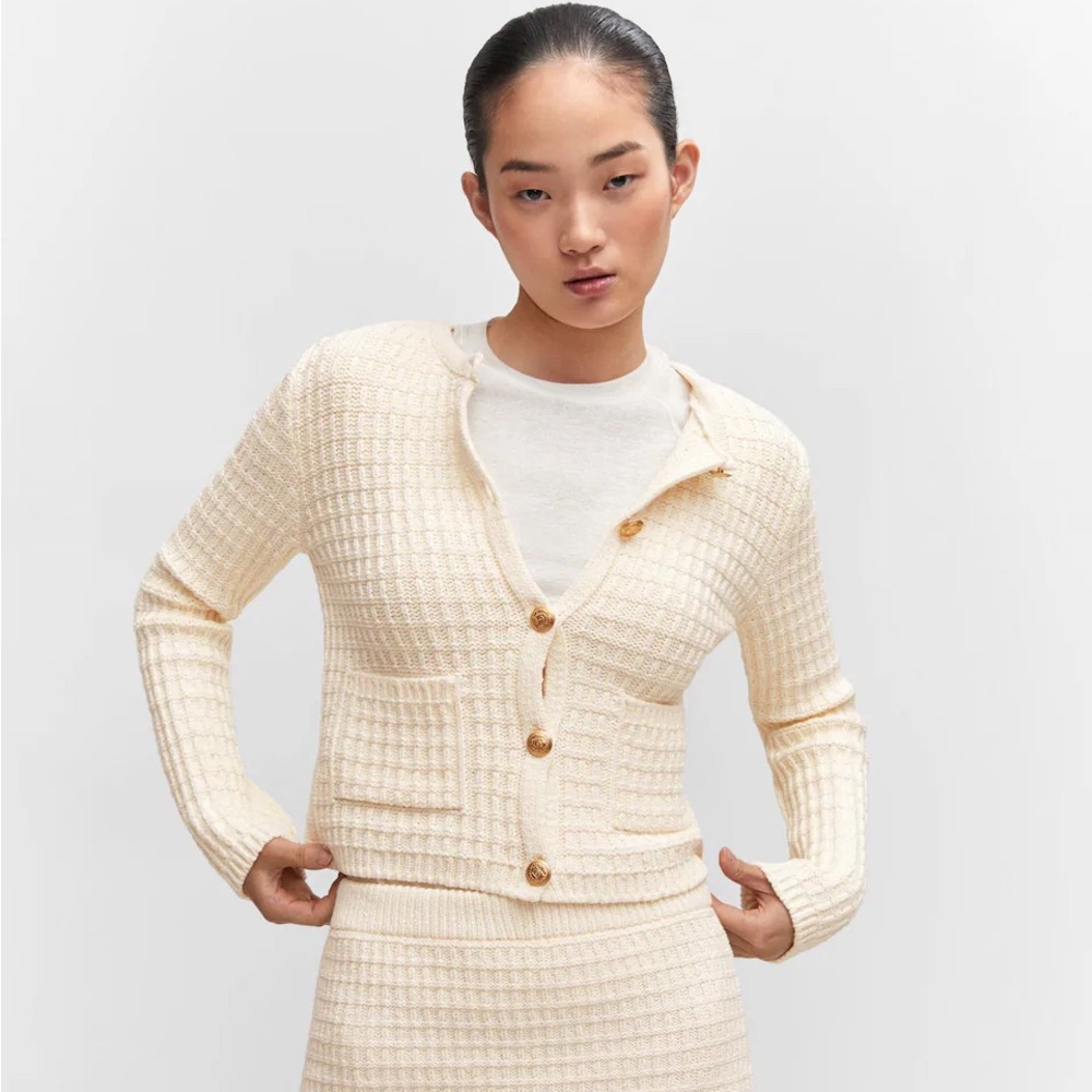 Mango Textured Knit Cardigan